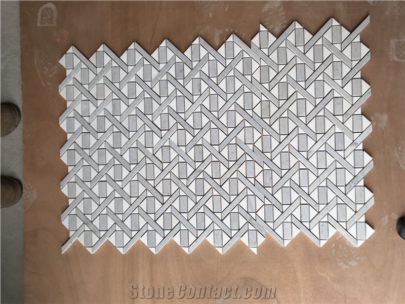 Carrara White Marble Grey Marble Mosaic Tiles