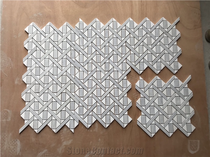 Carrara White Marble Grey Marble Mosaic Tiles