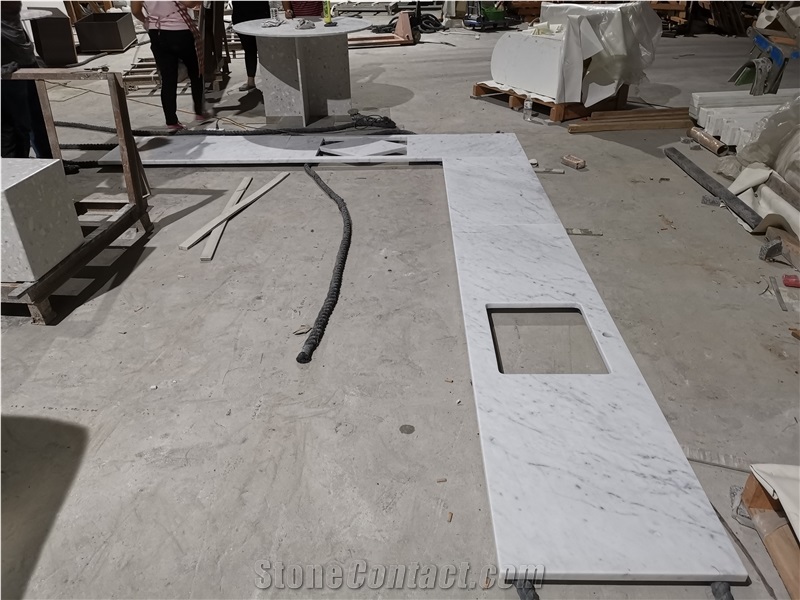 Carrara White Prefab Kitchen Worktops Countertop