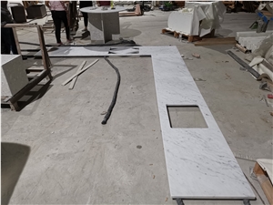 Carrara White Prefab Kitchen Worktops Countertop