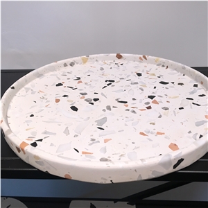 Cement Terrazzo Round Table Tops Ashlar Pattern