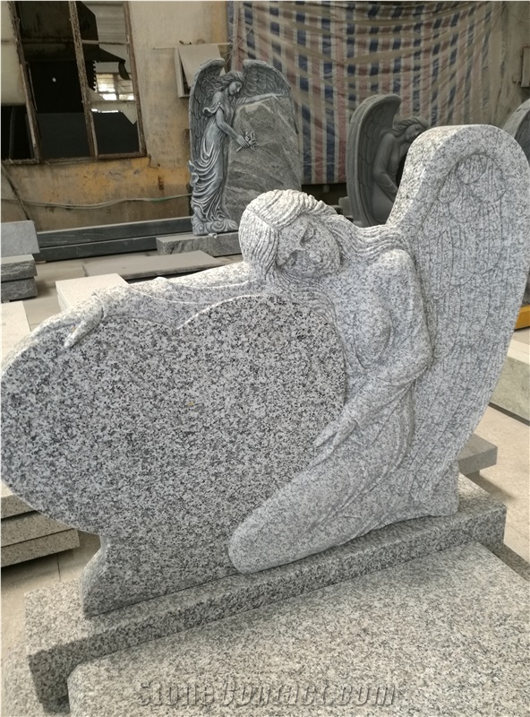 China Granite Engraved Headstone with Angel
