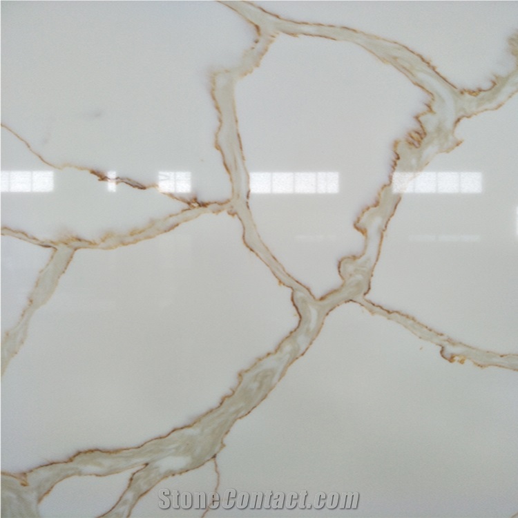 China Manufacturer Gold Statuario Quartz Big Slabs
