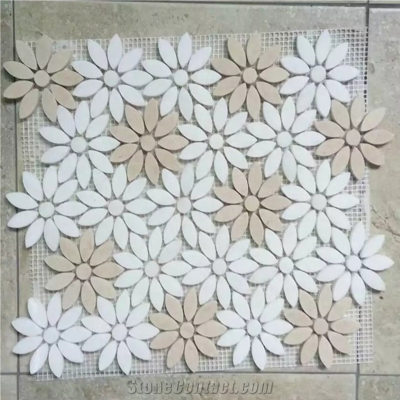 Daisy Flower Shape Mosaic Tiles for Wall