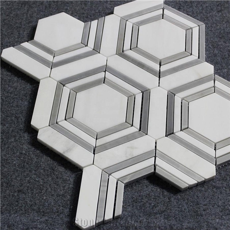 Dolomite Marble Mix Latin Gray Hexagon Mosaic