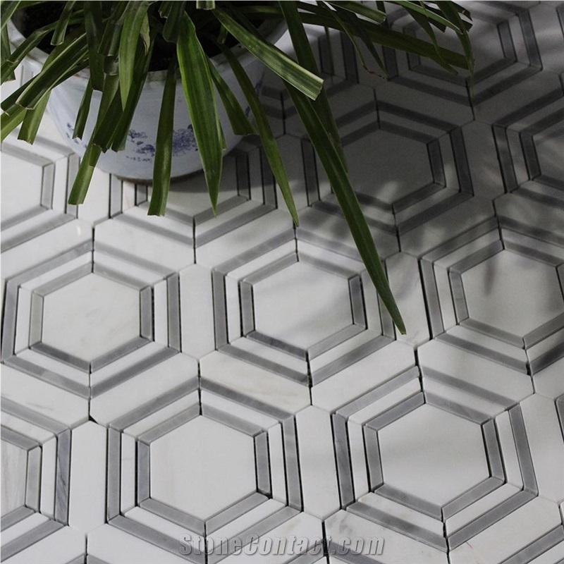 Dolomite Marble Mix Latin Gray Hexagon Mosaic
