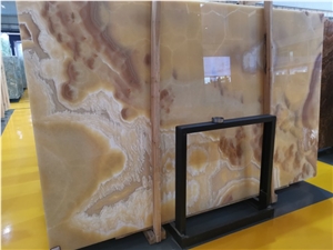 Iran Orange Onyx Slab for Wall Installation