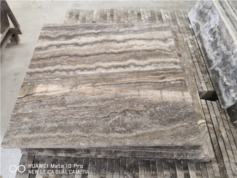 Iran Silver Grey Travertine Tile & Slabs