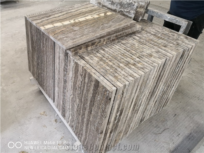 Iran Silver Grey Travertine Tile & Slabs