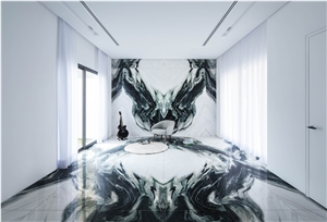 Luxury China Panda White Marble Bookmatch Wall