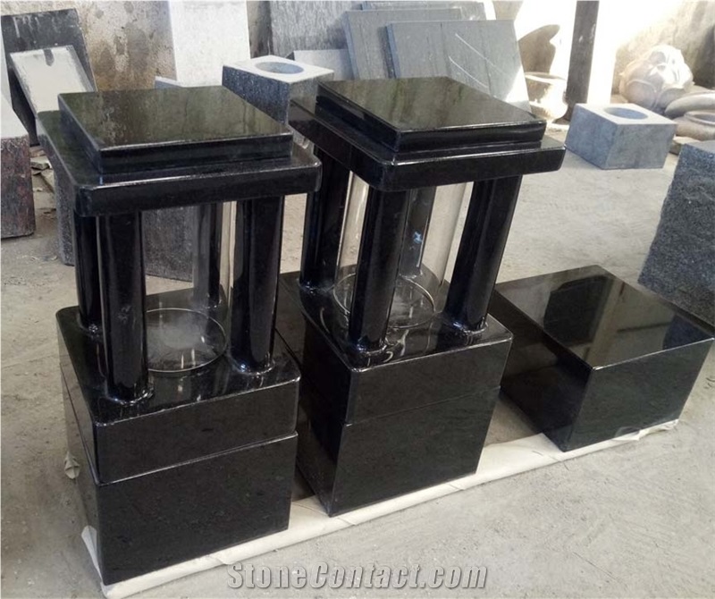 Multicolor Granite Cemetery Lamp for Monuement