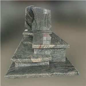 Multicolor Juparana Granite Sand Waves Tombstone