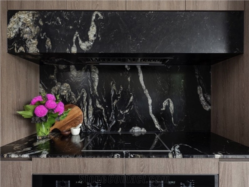 Nebula Black Cosmic Granite Kitchen Countertops