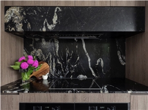 Nebula Black Cosmic Granite Kitchen Countertops