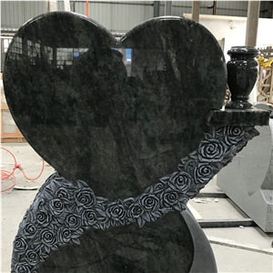 Olive Green Granite Heart Shape Monument Graves