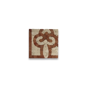 Posy Rojo 4x4inch Luciano Mosaic Border