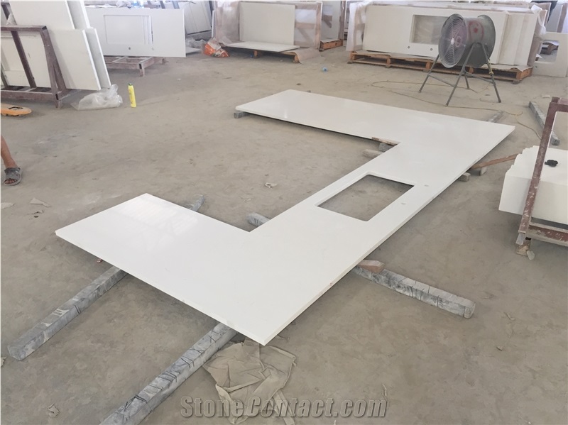 Pure White Quartz Kitchen Countertop,Island Top