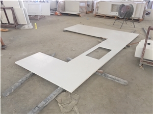Pure White Quartz Kitchen Countertop,Island Top