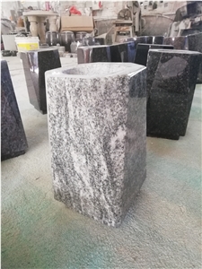 Verde Marina Granite Square Monument Vase