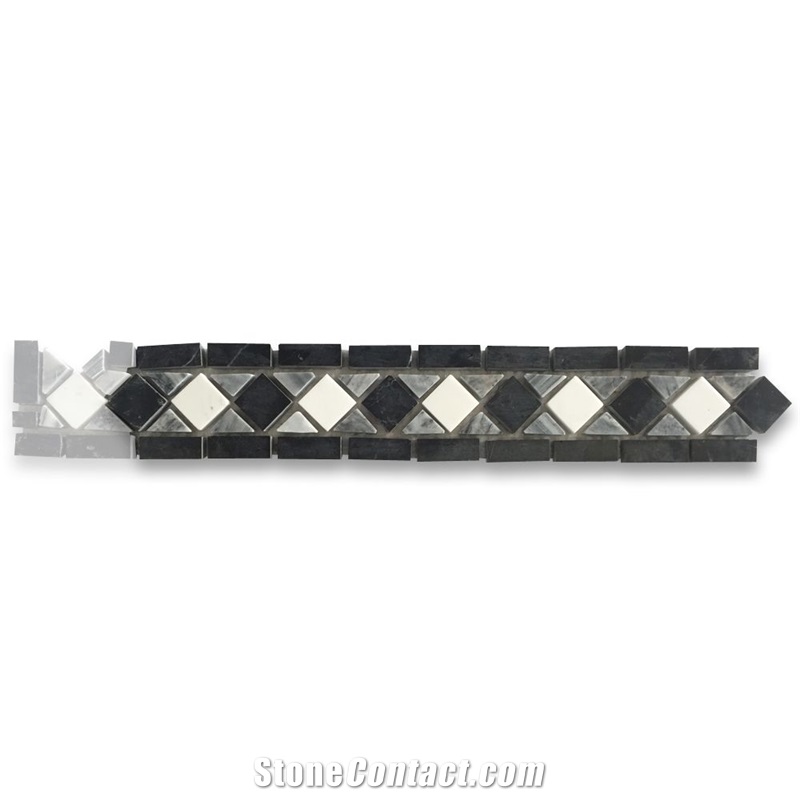 White Jade 2X10.6 Mosaic Tile Border