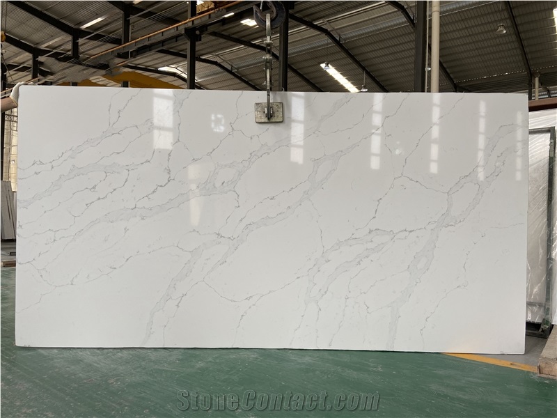 White Quartz Engineered Stone Slabs for Countertop