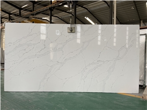White Quartz Engineered Stone Slabs for Countertop