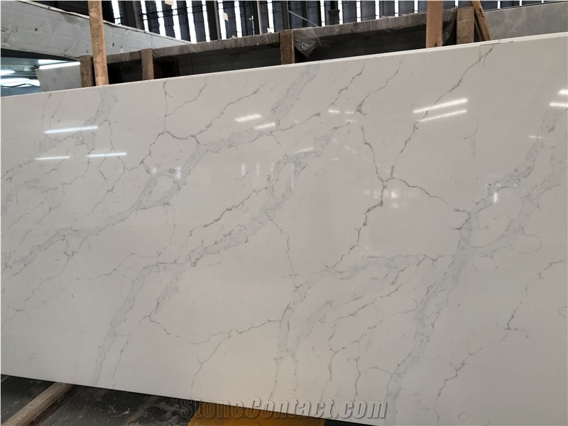 White Quartz Engineered Stone Slabs for Countertop