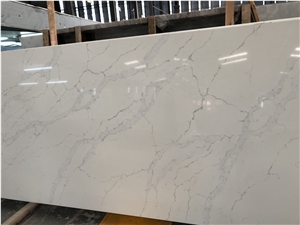 White Quartz Engineered Stone Slabs for Countertop