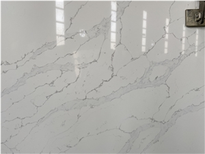White Quartz Engineered Stone Slabs for Countertop