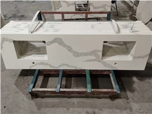 White Quartz Stone Countertop Arabescato Vanitytop