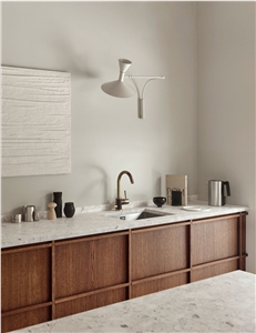 White Terrazzo Kitchen Solid Surface Countertops