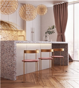 White Terrazzo Kitchen Solid Surface Countertops