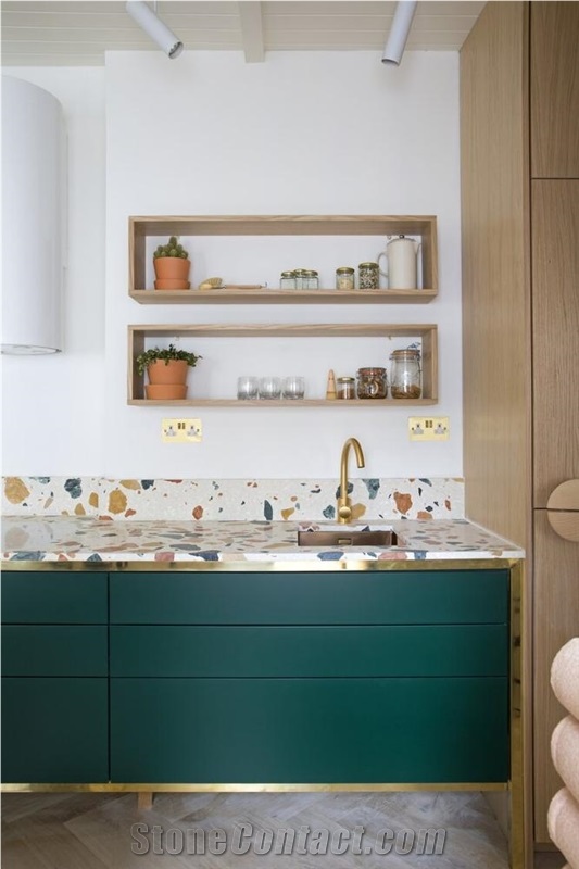 White Terrazzo Kitchen Solid Surface Countertops