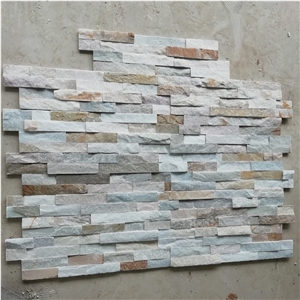 Wooden Yellow Quartzite Stacked Stone Thin Veneer