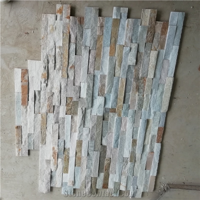 Wooden Yellow Quartzite Stacked Stone Thin Veneer