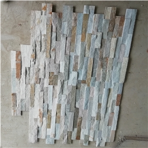 Wooden Yellow Quartzite Stacked Stone Thin Veneer