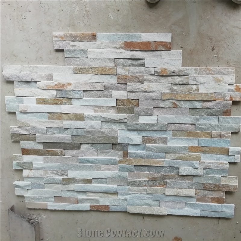 Wooden Yellow Quartzite Stacked Stone Thin Veneer