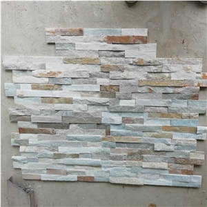 Wooden Yellow Quartzite Stacked Stone Thin Veneer