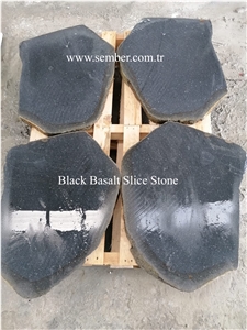 Black Basalt Slice Stone Garden Stepping Pavements