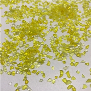 Glass Sand and Glass Lumps Yellow Color Pebbles