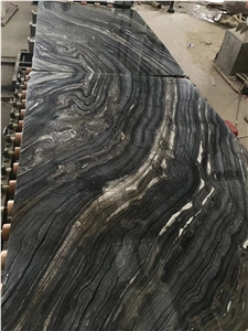 Black Wooden Marble Bookmatch with Golden Veins