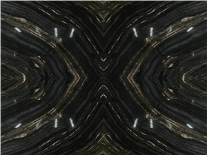 Black Wooden Marble Bookmatch with Golden Veins