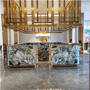 China Ice Beauty Green Marble Reception Dest Top