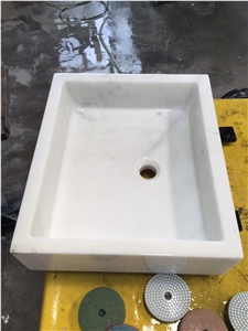 Heart Shape White Carrara Marble Basin