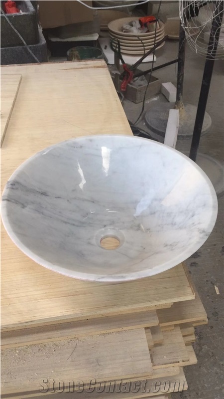 Heart Shape White Carrara Marble Basin