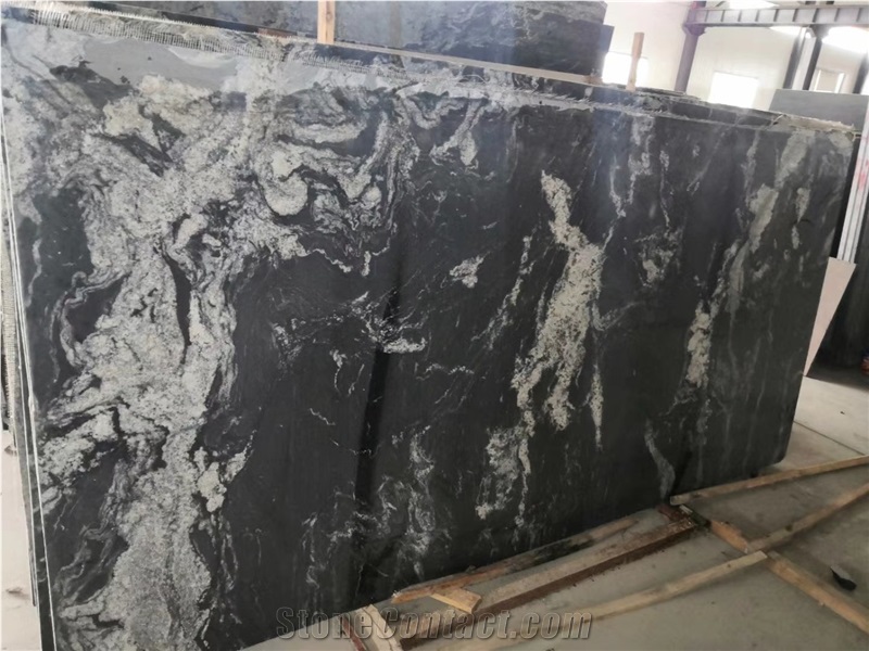 Royal Black Flower Granite Slab