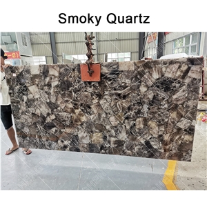 Custom Smoky Grey Walling Quartz Decorative Big Slab