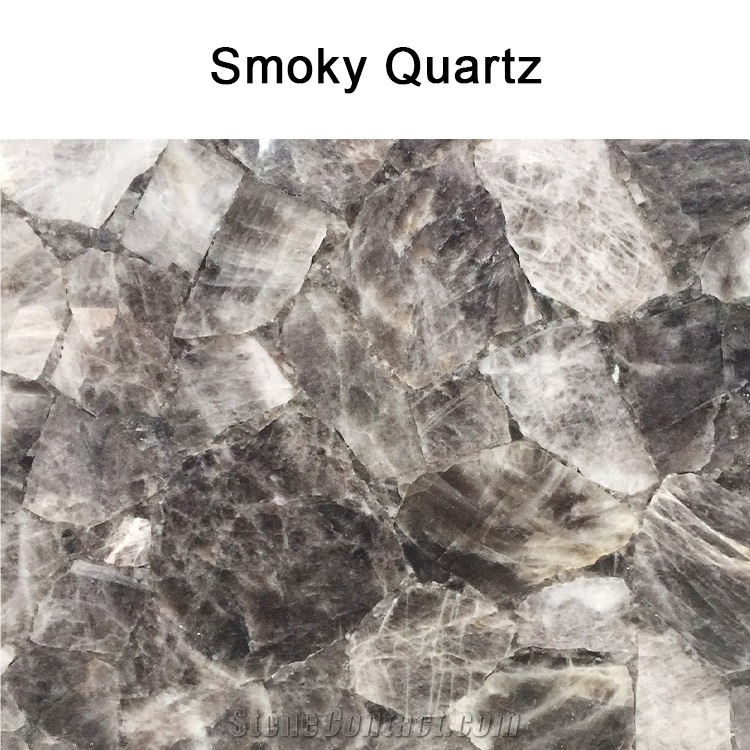Custom Smoky Grey Walling Quartz Decorative Big Slab