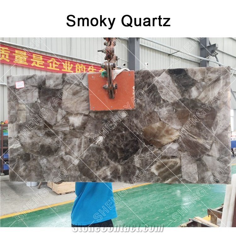 Grey Quartz Gemstone Decorative Slab