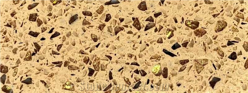Beige Gold Quartz Stone Slab